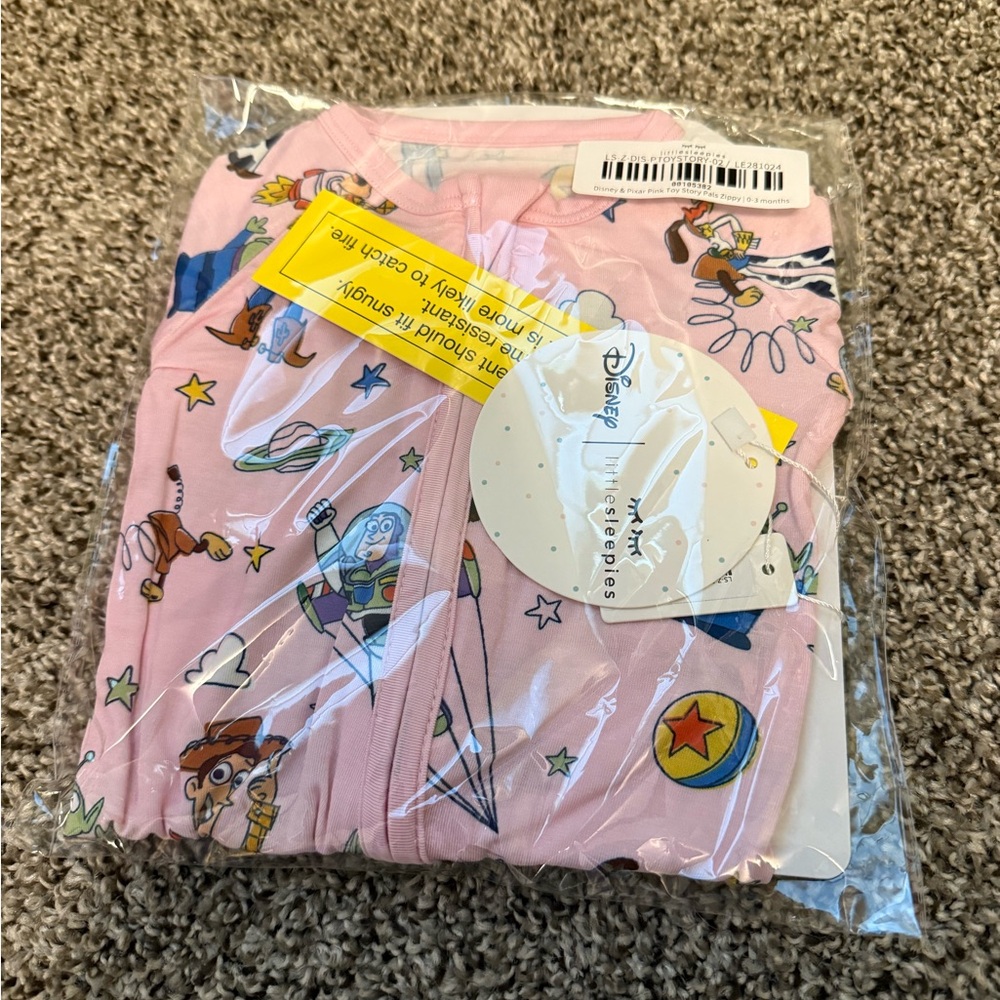 Little Sleepies Disney & Pixar pink Toy Story zippy 0-3 months NWT